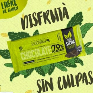 COLONIAL, 70% cacao con STEVIA, 10u de 100g, SIN TACC