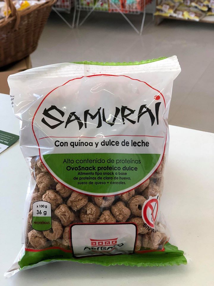 SAMURAI, Cereal Ovoproteico con Quinoa y Dulce de Leche, 60g, SIN TACC