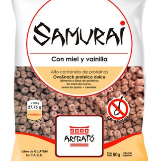 SAMURAI, Cereal Ovoproteico con Miel y Vainilla, 60g, SIN TACC