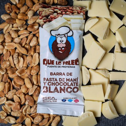 QUE LO PALEO, Barritas de Pasta de Maní y Chocolate BLANCO, 12U de 50g