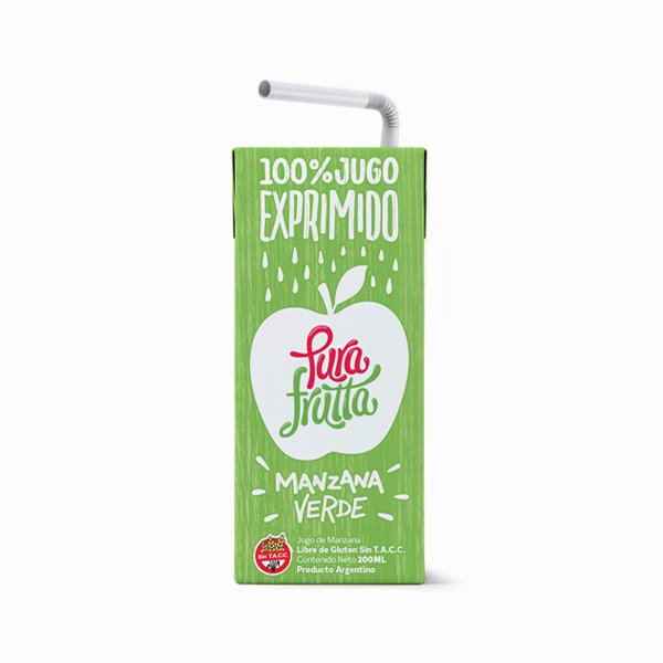 PURA FRUTTA, Jugo 100% exprimido Manzana Verde, 200ml, SIN TACC