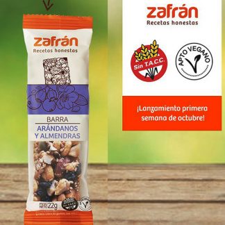 ZAFRAN, Barritas Arándanos y Almendras, 28g, SIN TACC