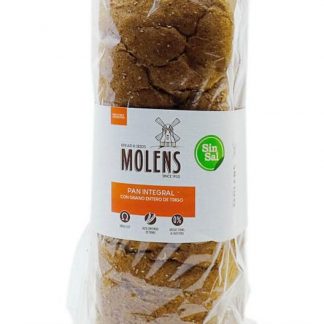 MOLENS, Pan integral con grano entero de trigo SIN SAL, 650g.