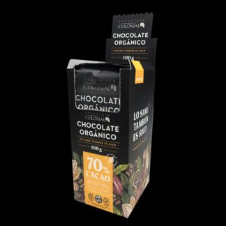 COLONIAL, Barras Chocolate ORGANICO 70%, 10u de 100g, SIN TACC