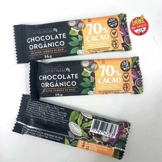 COLONIAL, Barritas chocolate ORGANICO 70%, 50u de 16g
