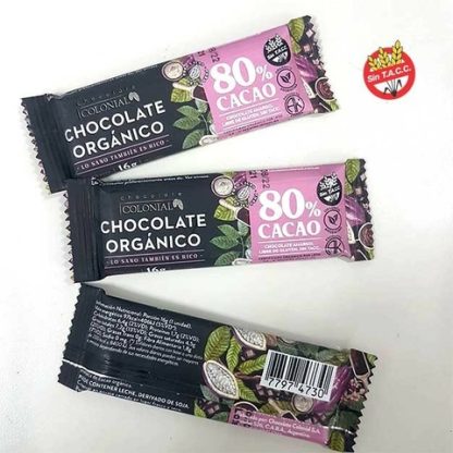 COLONIAL, Barritas chocolate ORGANICO 80%, 50u de 16g