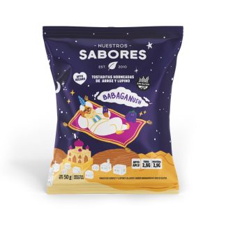 NUESTROS SABORES, Tostaditas de arroz Babaganush, 50g