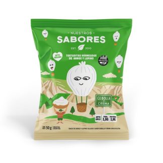 NUESTROS SABORES, Tostaditas de arroz Cebolla y Crema, 50g