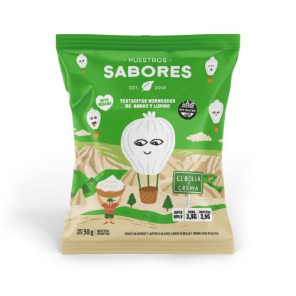 NUESTROS SABORES, Tostaditas de arroz Cebolla y Crema, 50g