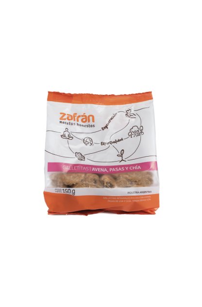 ZAFRAN, Galletitas Avena, Pasas y Chía, 150g