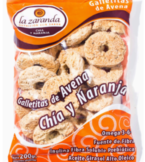 NUEVO! LA ZARANDA, Galletitas DULCES avena chia y naranja, 200g