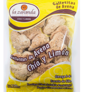 NUEVO! LA ZARANDA, Galletitas DULCES avena chia y limon, 200g