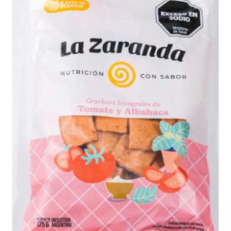 NUEVO! LA ZARANDA, Crackers INTEGRALES CON SAL tomate y albahaca, 175g