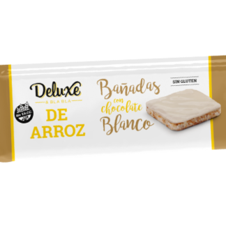 DELUXE, GALLETAS de arroz BAÑADAS en chocolate blanco, SIN TACC