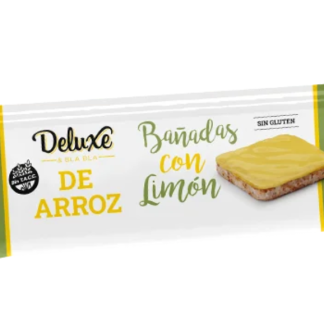 DELUXE, GALLETAS de arroz BAÑADAS en yogurt de Limon, SIN TACC