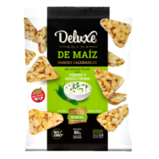 DELUXE, SNACK de maiz Verdeo y Queso Crema, SIN TACC