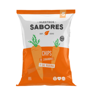 NUESTROS SABORES, Chips de Zanahoria y sal marina. SIN TACC. 80g