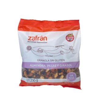 ZAFRAN, almendras pasas y girasol, 230g. SIN TACC.