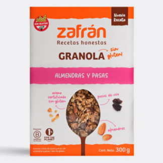 ZAFRAN, granola almendras Y pasas SIN GLUTEN, 300g