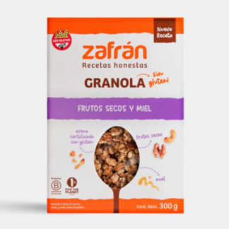 ZAFRAN, granola de frutos secos y miel SIN GLUTEN, 300g