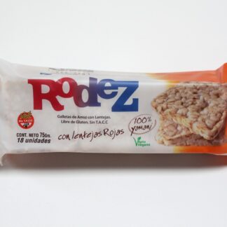 RODEZ, galleta de arroz yamani con lentejas rojas 75g, 12 unidades