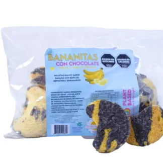 UN RINCON VEGANO, Galletitas bananitas con chocolate, 180g